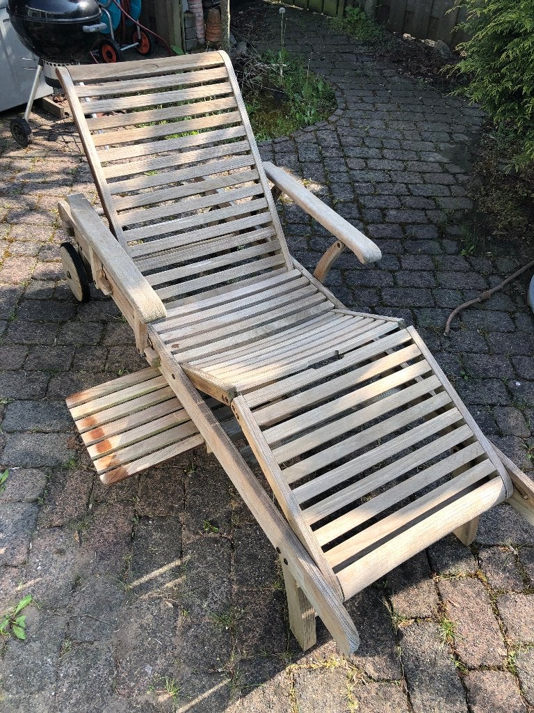 Luxe Hartman teakhouten ligbed, Ophalen, Gebruikt, Teakhout, Verstelbaar