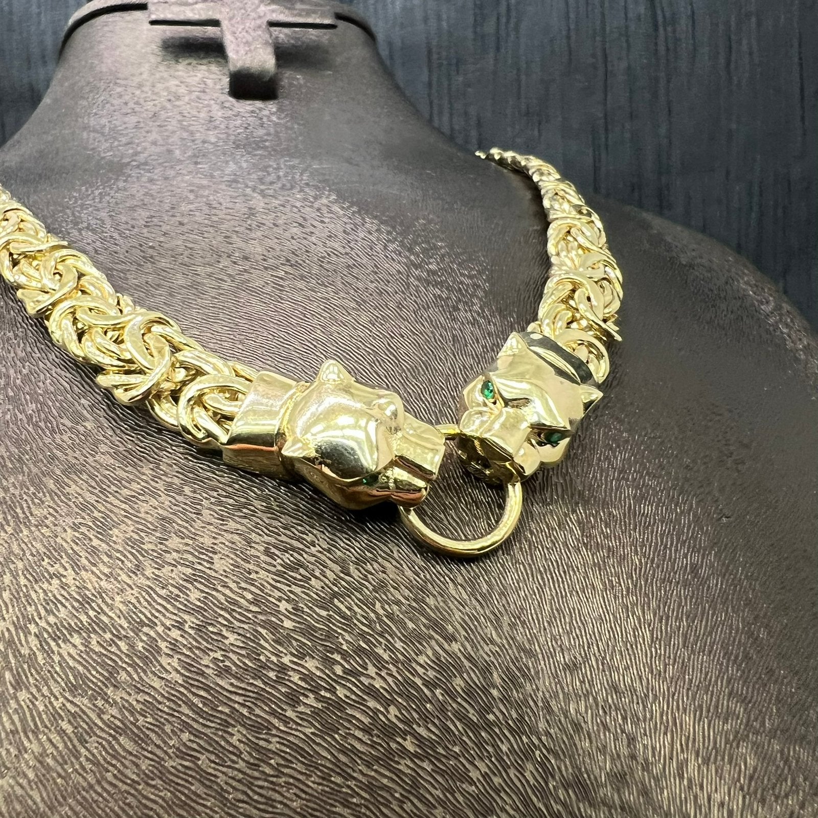14 karaats gouden panter ketting armband set, Ophalen of Verzenden, Zo goed als nieuw, Goud