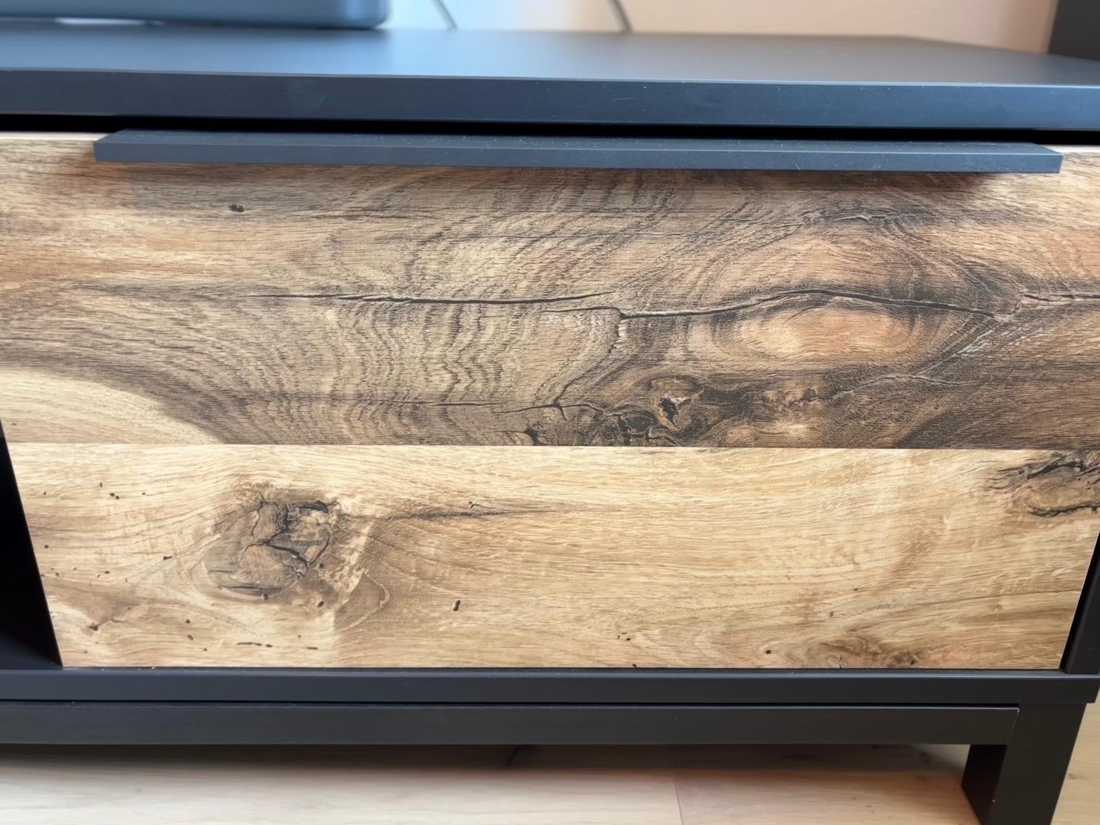 Modern TV Meubel en Salontafel Set - Zwart met Houtaccenten, Huis en Inrichting, Ophalen, 150 tot 200 cm, Zo goed als nieuw, Minder dan 100 cm