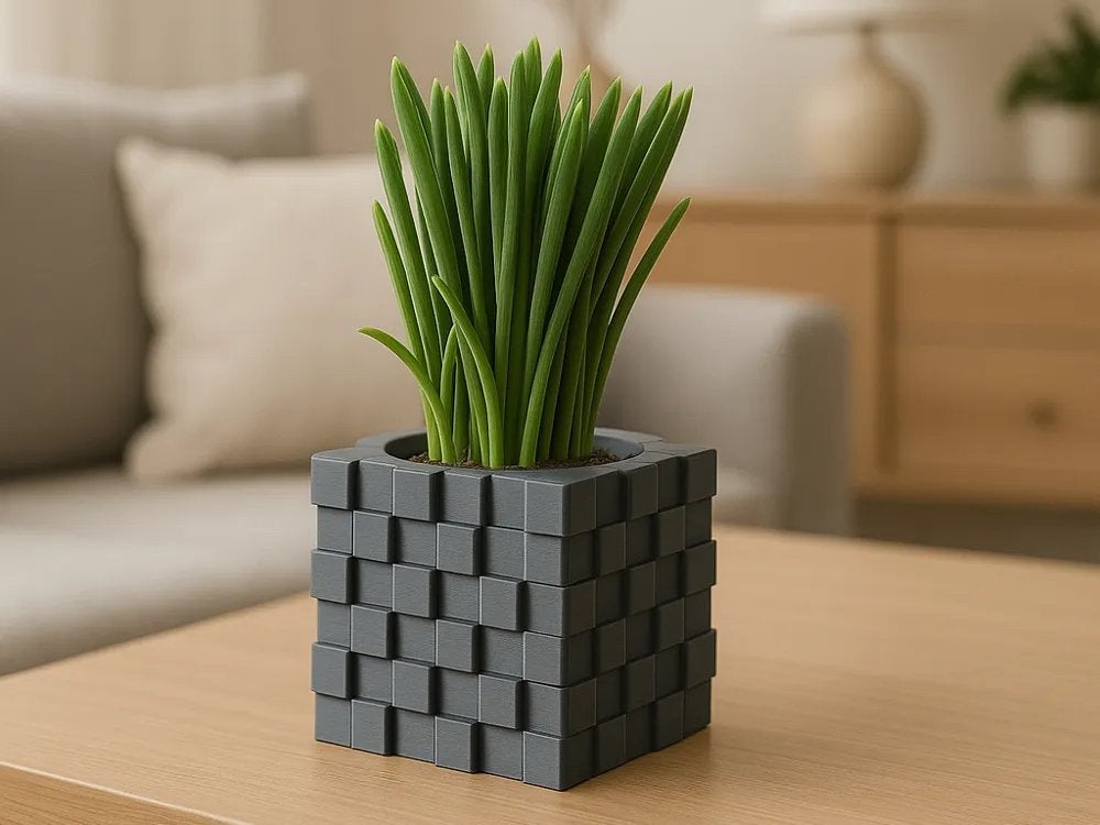 Moderne Bloempot Zonder Planten - Vierkant Grijs Design, Tuin en Terras, Bloembakken en Plantenbakken, Kunststof, Minder dan 30 cm