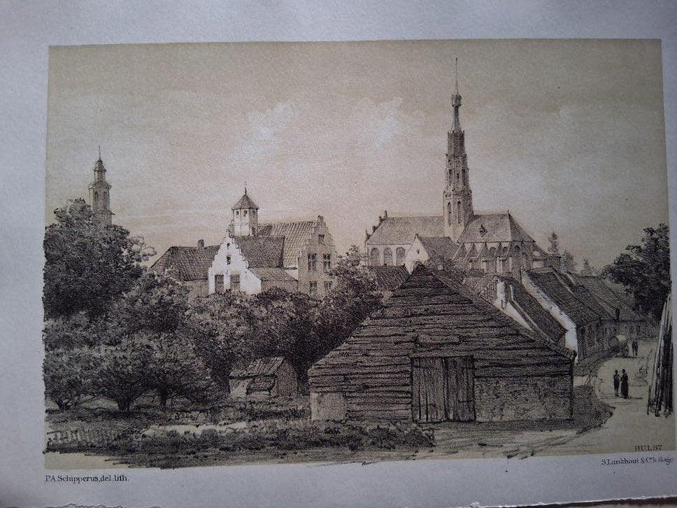 'Hulst' door P.A. Schipperus, ca. 1850, Antiek en Kunst, Origineel, Ophalen of Verzenden, Landschappen, Lithografie
