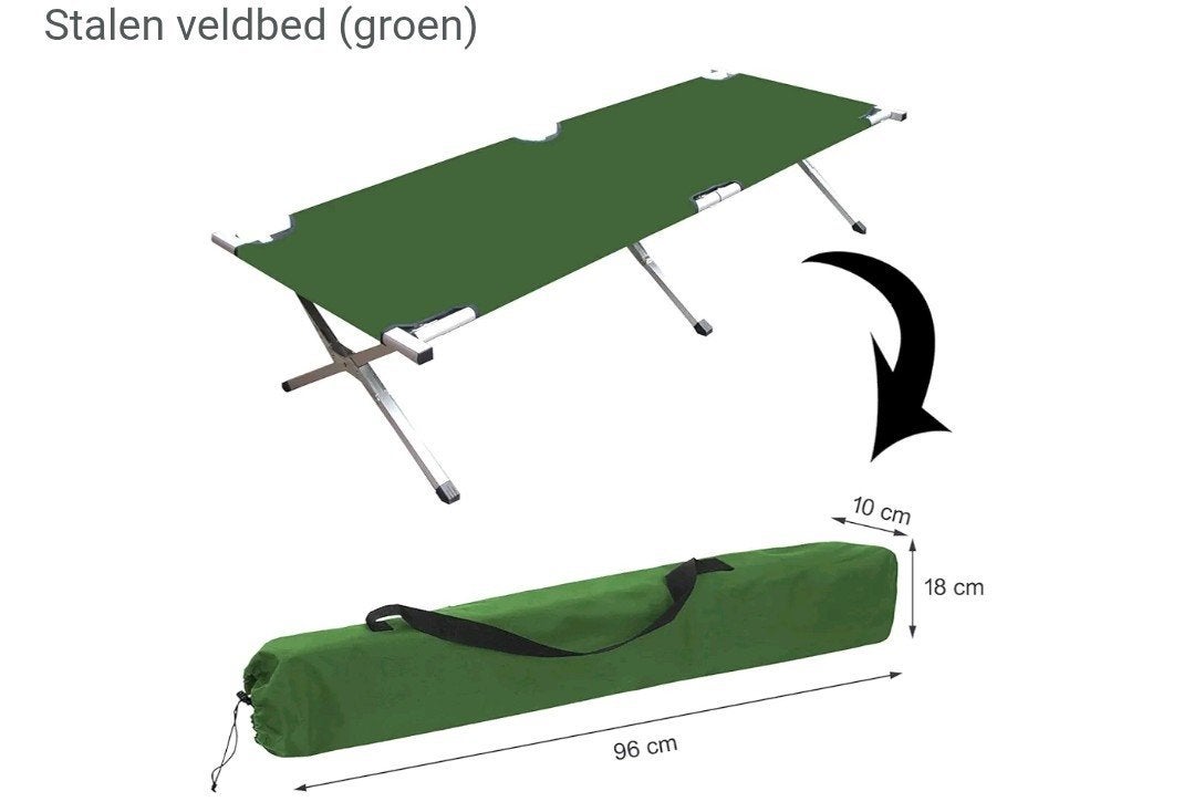 Westerholt Stalen Veldbed (Groen) - Opvouwbaar Campingbed, Ophalen of Verzenden, Nieuw