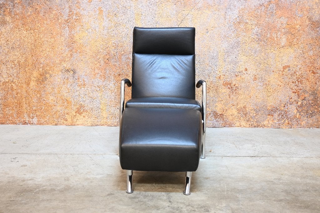 ZGANieuw zwarte leren Leolux Helical design fauteuil, Huis en Inrichting, Leolux, Leolux, 75 tot 100 cm, Ophalen of Verzenden