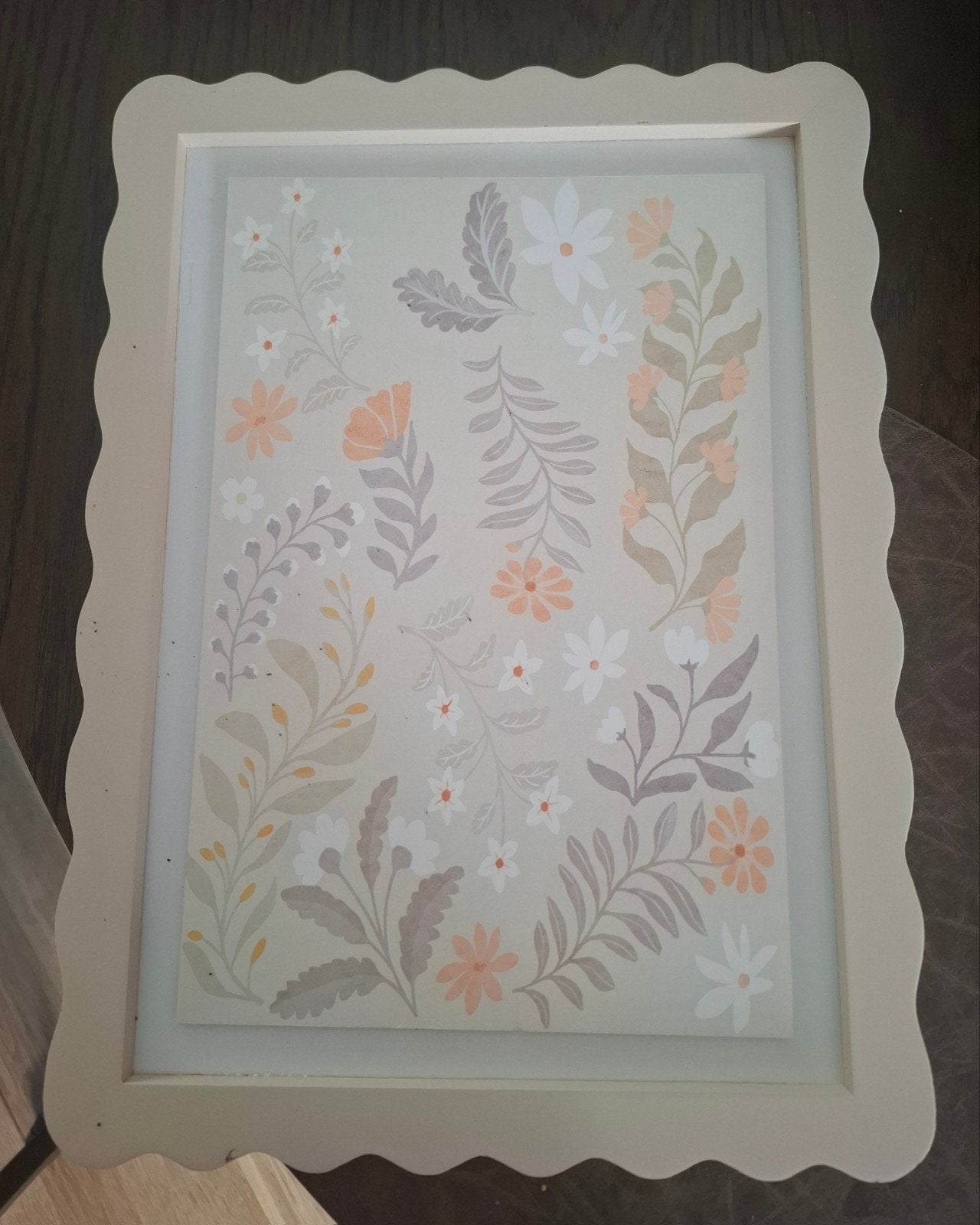 Beige golvend lijstje met prent met bloemen,  gratis!, Ophalen, Minder dan 50 cm, Overige typen, Zo goed als nieuw