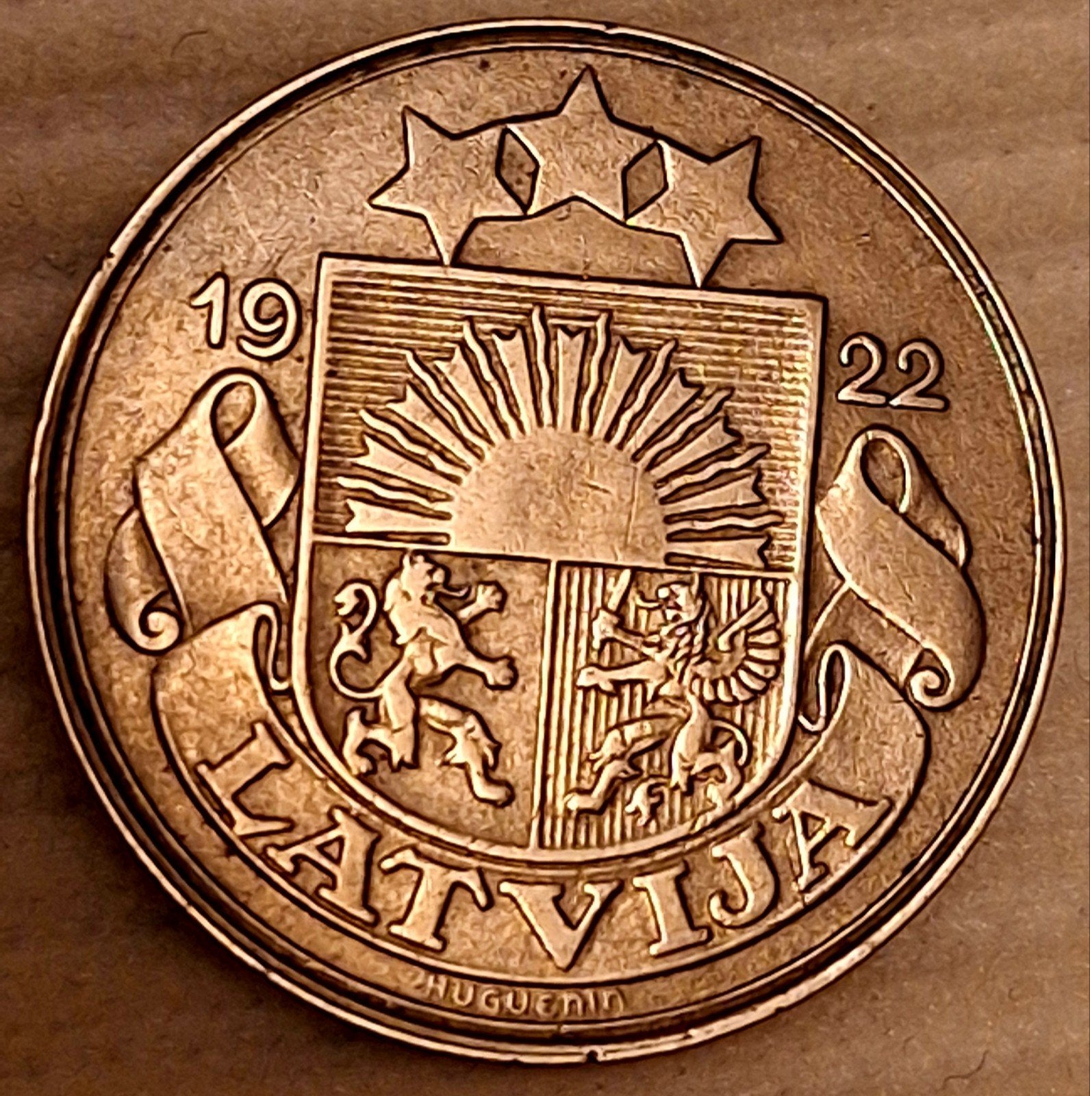 Zeldzame Munt Letland 1922 - 50 Santimu (Huguenin), Verzenden, Overige landen