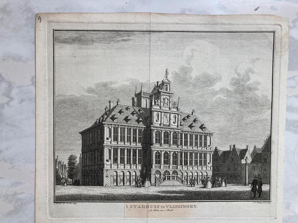 Gravures Oostersouburg, Vlissingen, Zierikzee 1786, 1743., Antiek en Kunst, Ophalen of Verzenden
