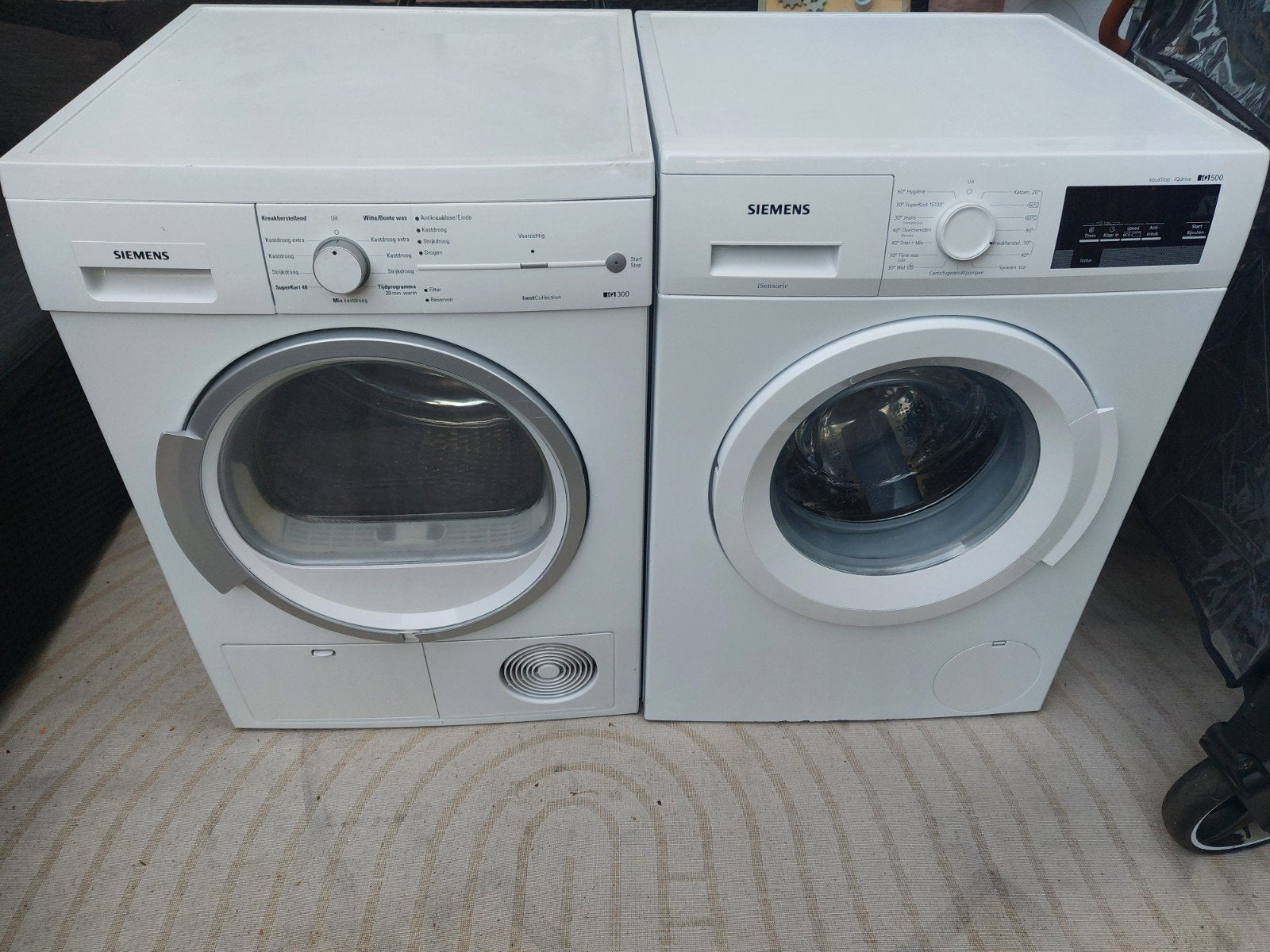 Siemens wasmachine en Siemens droger Set, 6 tot 8 kg, Ophalen of Verzenden, 1200 tot 1600 toeren, 85 tot 90 cm