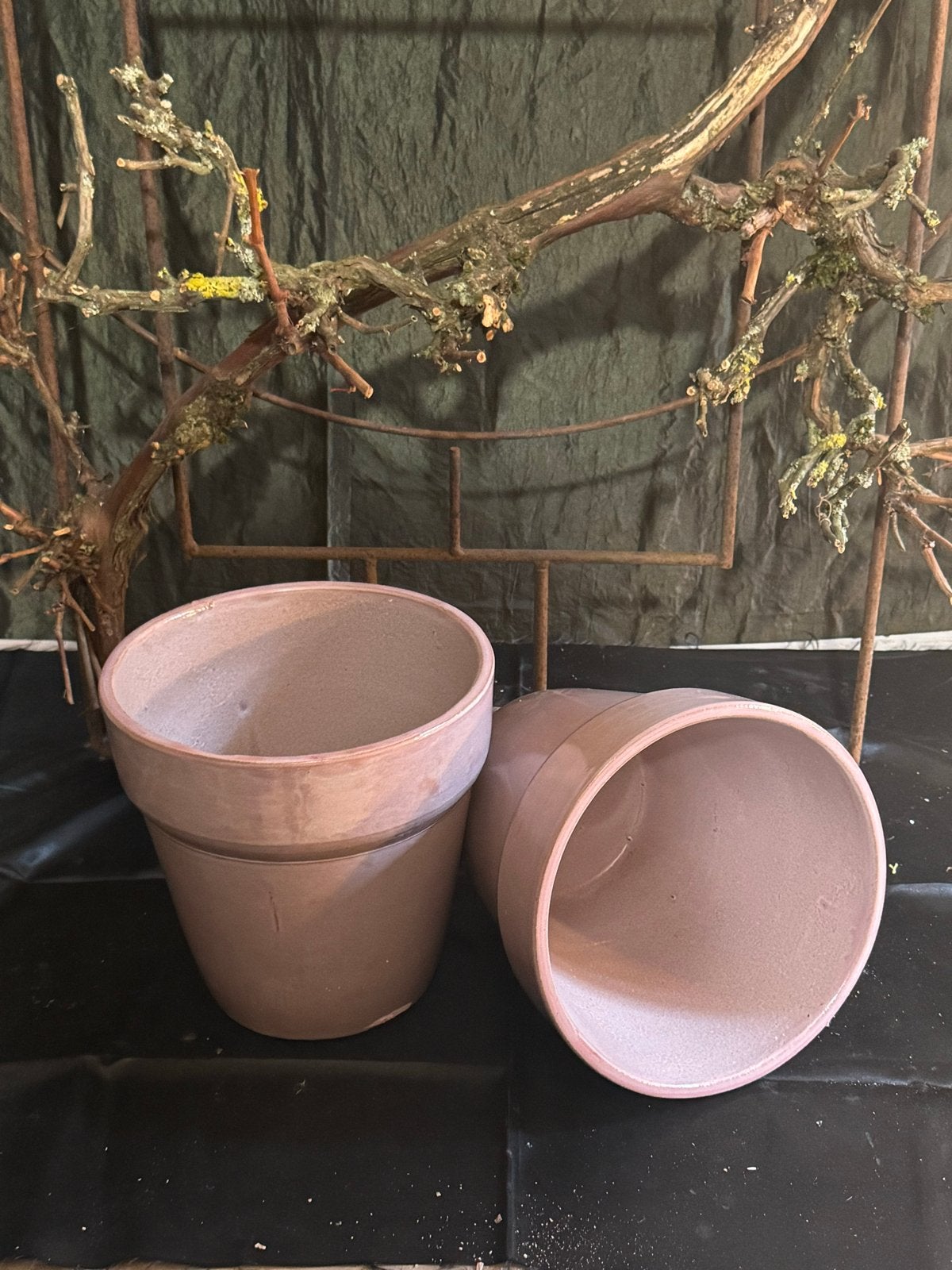 Set van 2 roze bloempotten, Tuin en Terras, Rond, Minder dan 40 cm, Aardewerk, Ophalen