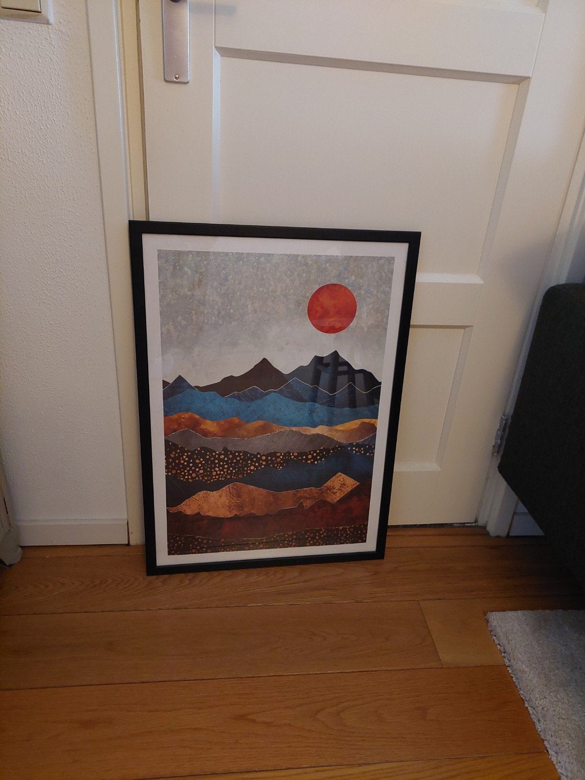 Grote poster (abstract) in zwarte lijst, Ophalen