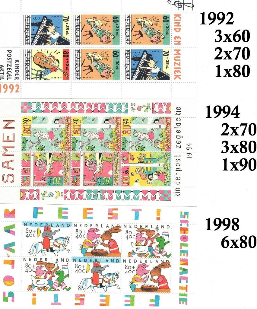 Kinderpostzegels als blok postfris 1971 - 2004, Postzegels en Munten, Postzegels | Nederland, Ophalen of Verzenden, Na 1940, Postfris
