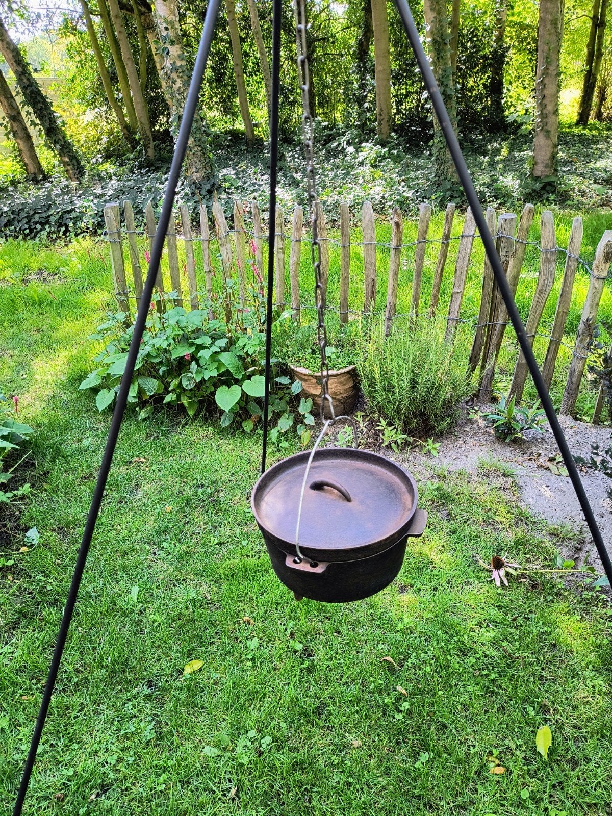 Dutch Oven Set met Driepoot en Grillpan, Ophalen, Gebruikt