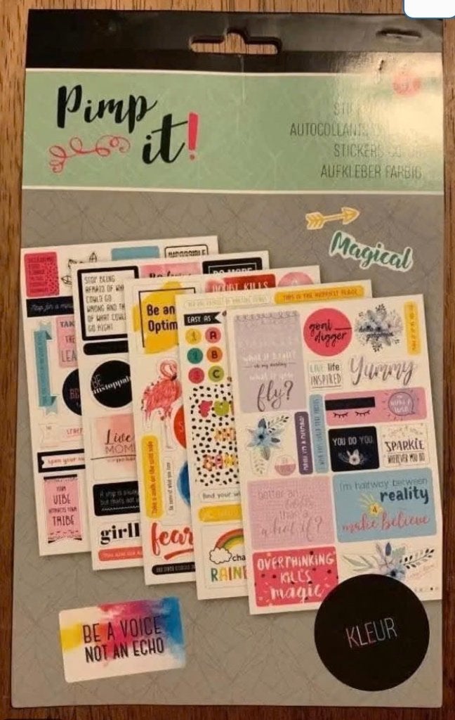 Pimp it! stickers; kleurrijke stickers scrapbooking; 5 velle, Ophalen of Verzenden, Nieuw, Versiering of Embellishment
