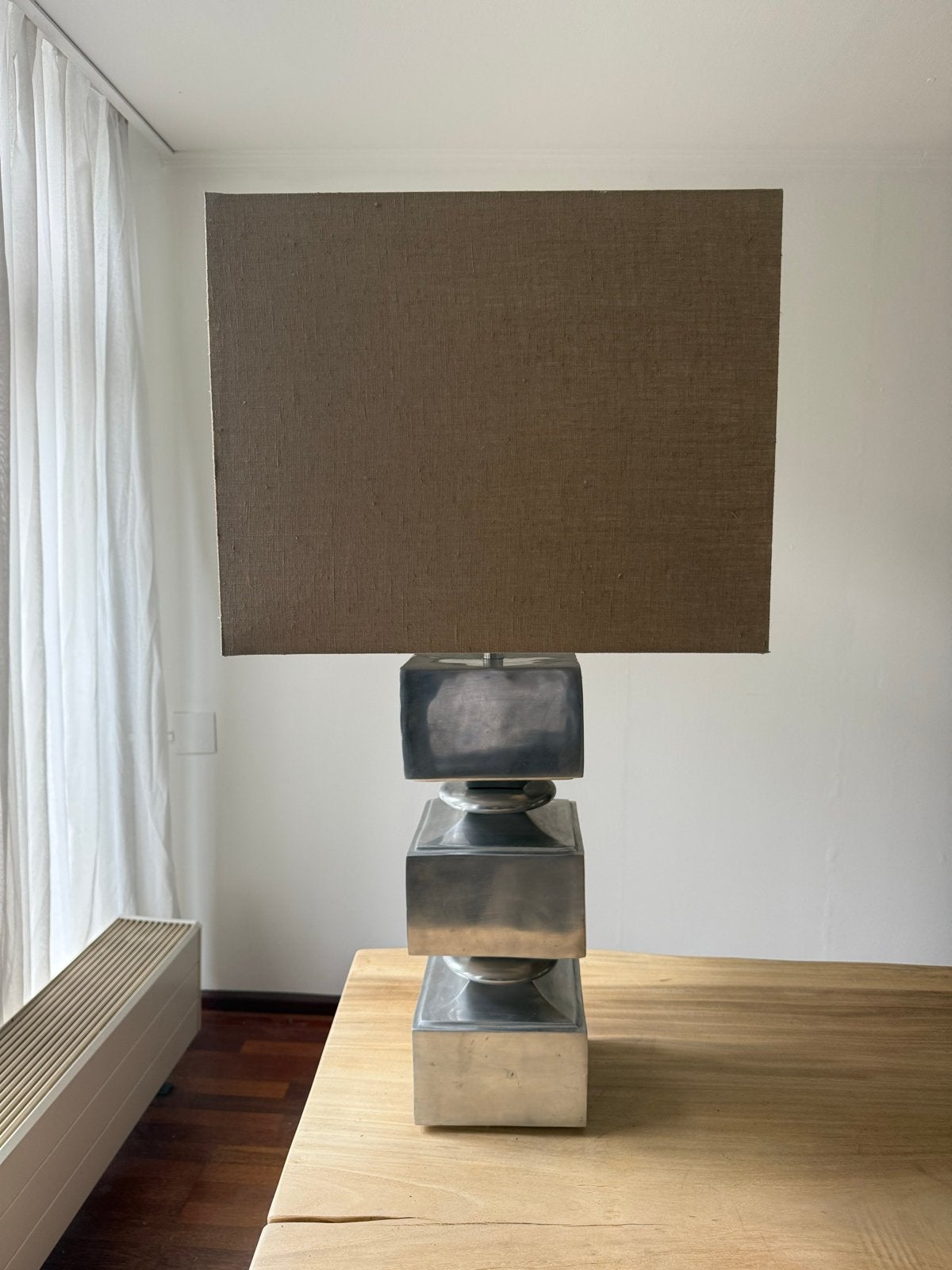 Moderne Brass en Boom Tafellamp Metalen Voet slevhts €39, Huis en Inrichting, Ophalen, Gebruikt, Overige merken, E27 (groot)