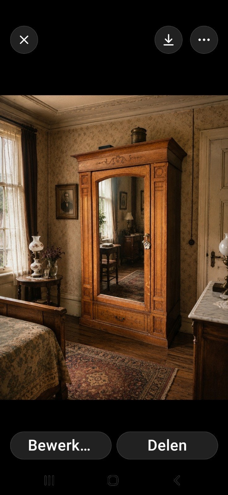 Prachtige Antieke Art Nouveau spiegelkast uit 1890-1920, Ophalen