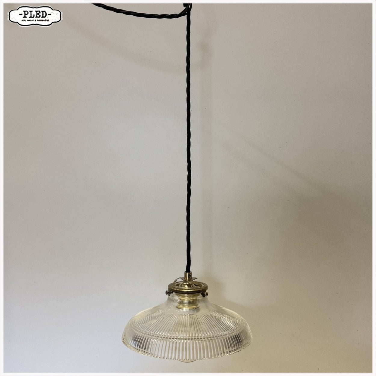 Vintage Holophane lampje hanglamp, Gebruikt, Holophane Vintage, Glas, Nb
