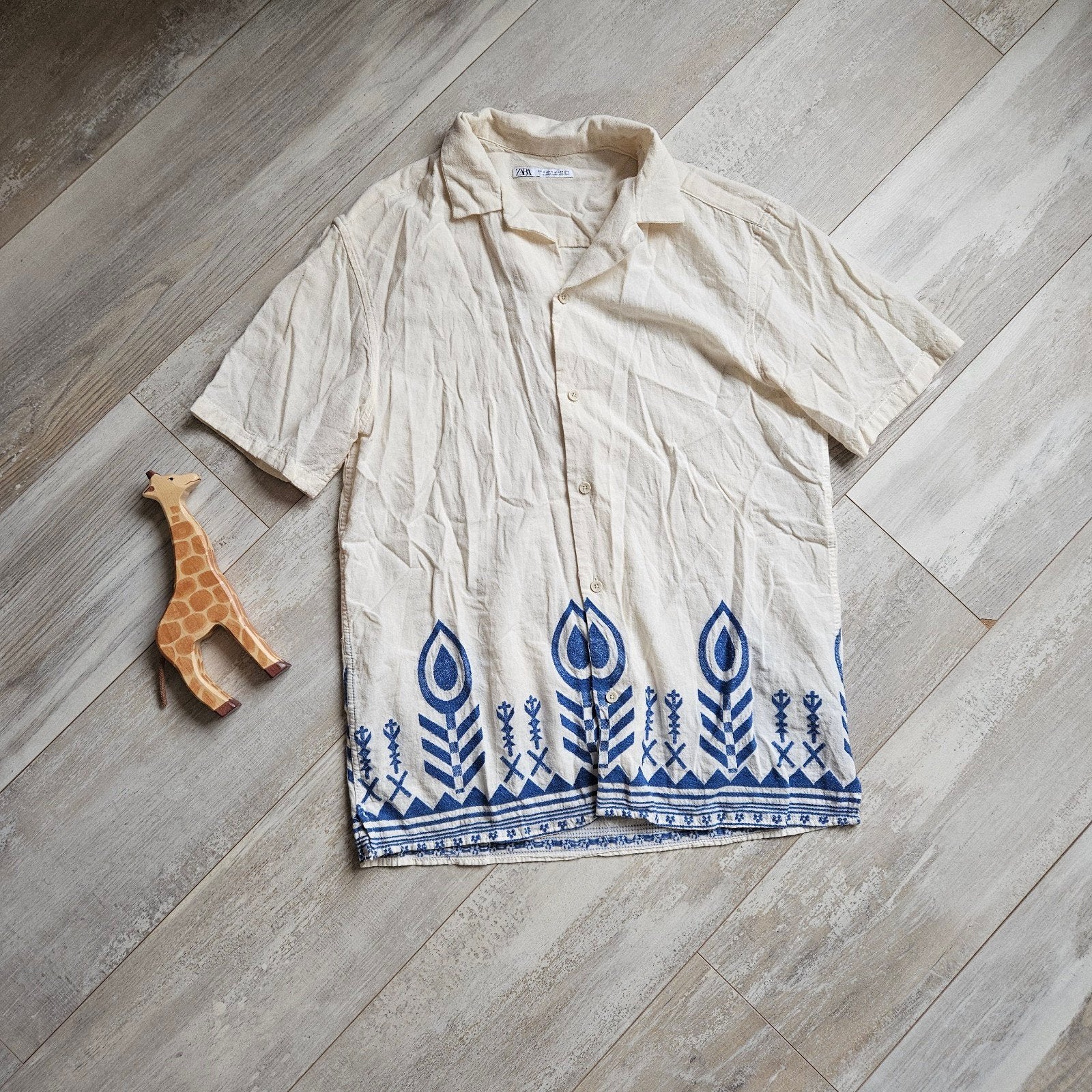 Zara katoenen blouse met blauw borduursel - Maat M, Zara, Wit, Zo goed als nieuw, Halswijdte 39/40 (M)