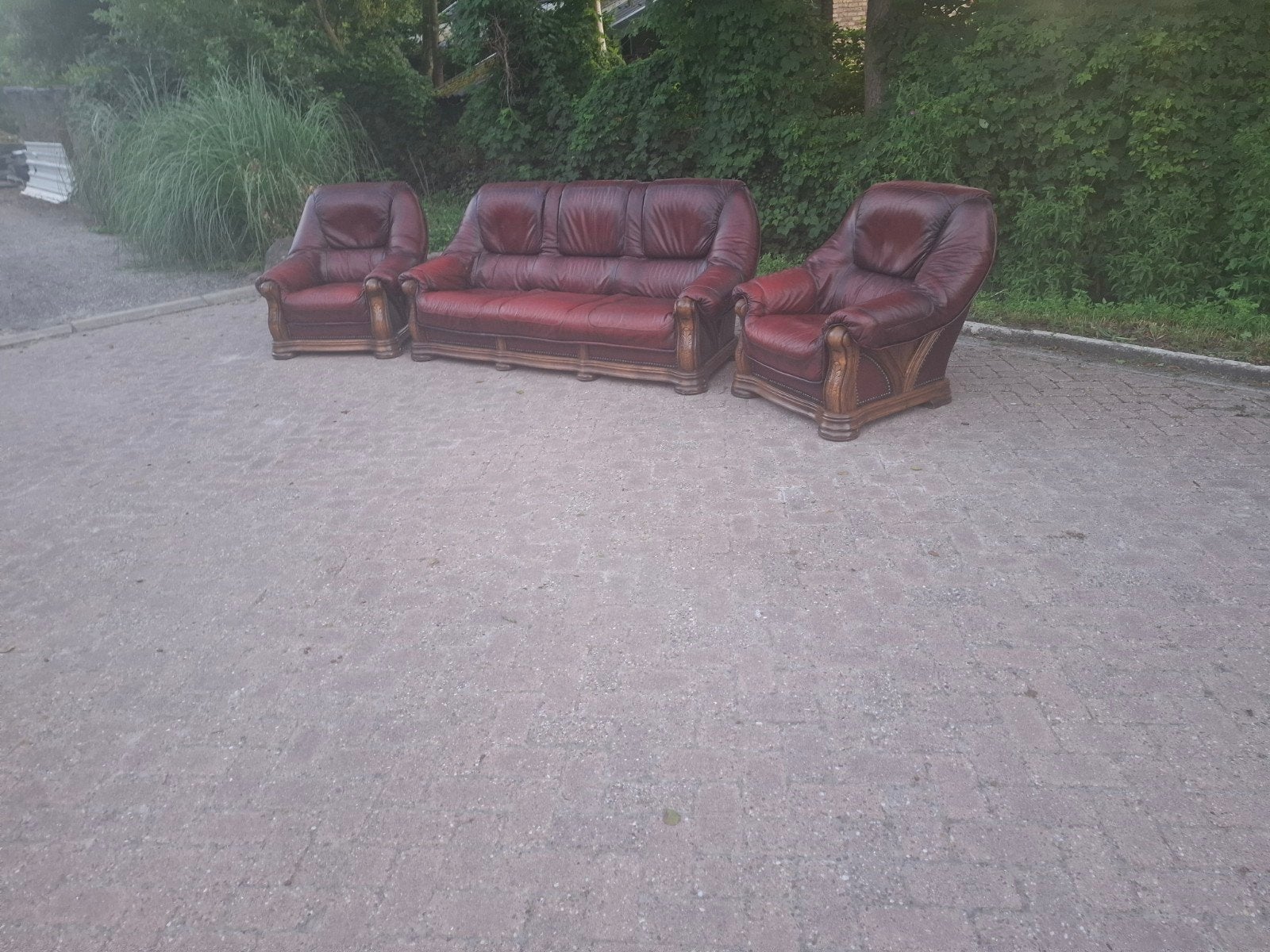 3 x kuip leer in goeie staat 3-1-1 zits echt leer, Huis en Inrichting, Ophalen of Verzenden, Zo goed als nieuw, 75 tot 100 cm