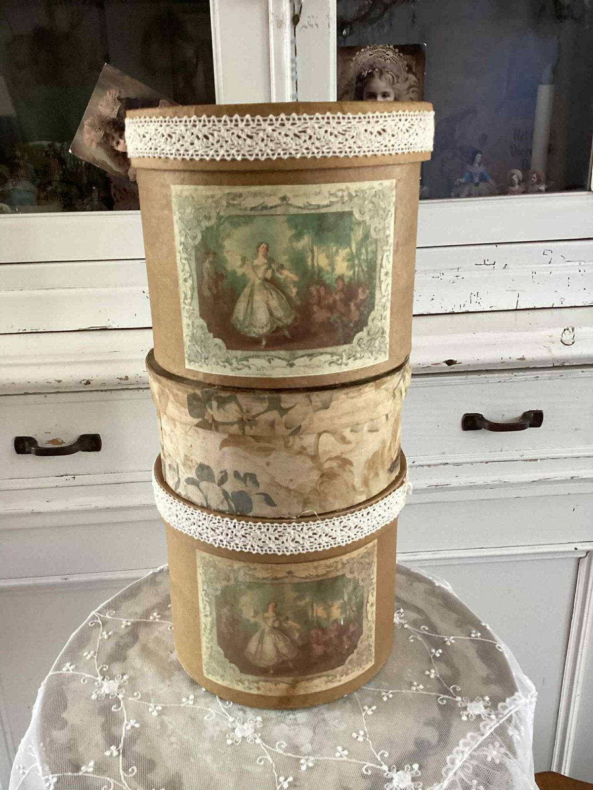 Leule brocante doosjes karton prijs is per stuk, Antiek en Kunst, Ophalen of Verzenden