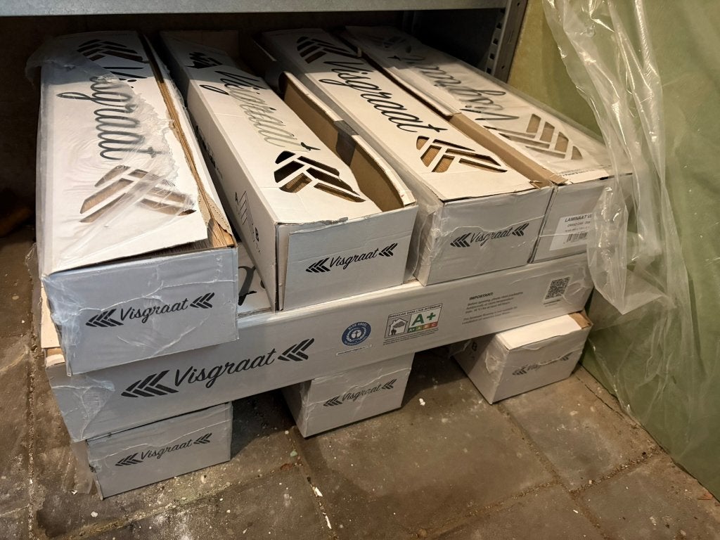 Laminaat visgraat vloer (grijsbruin eiken), Ophalen, Nieuw
