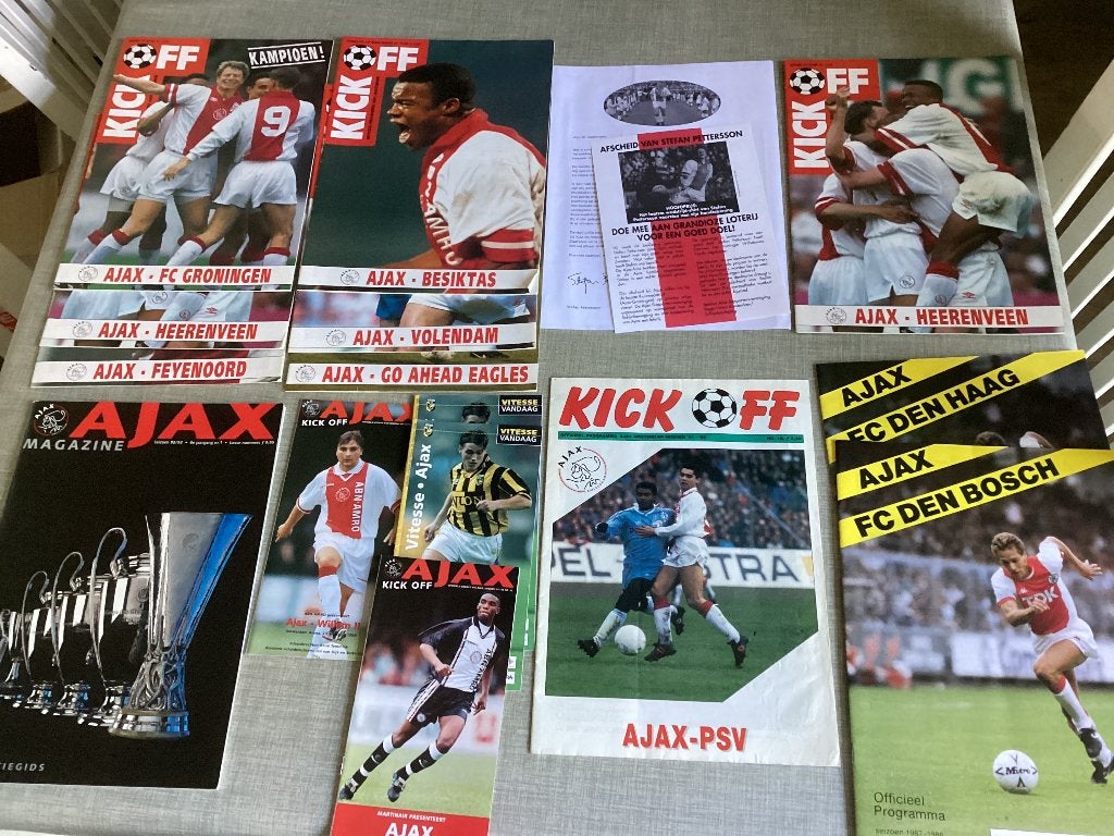 programma’s Ajax eind 80 en 90 afscheid Steven  Petterson, Verzamelen, Ophalen of Verzenden, Zo goed als nieuw, Ajax, Boek of Tijdschrift