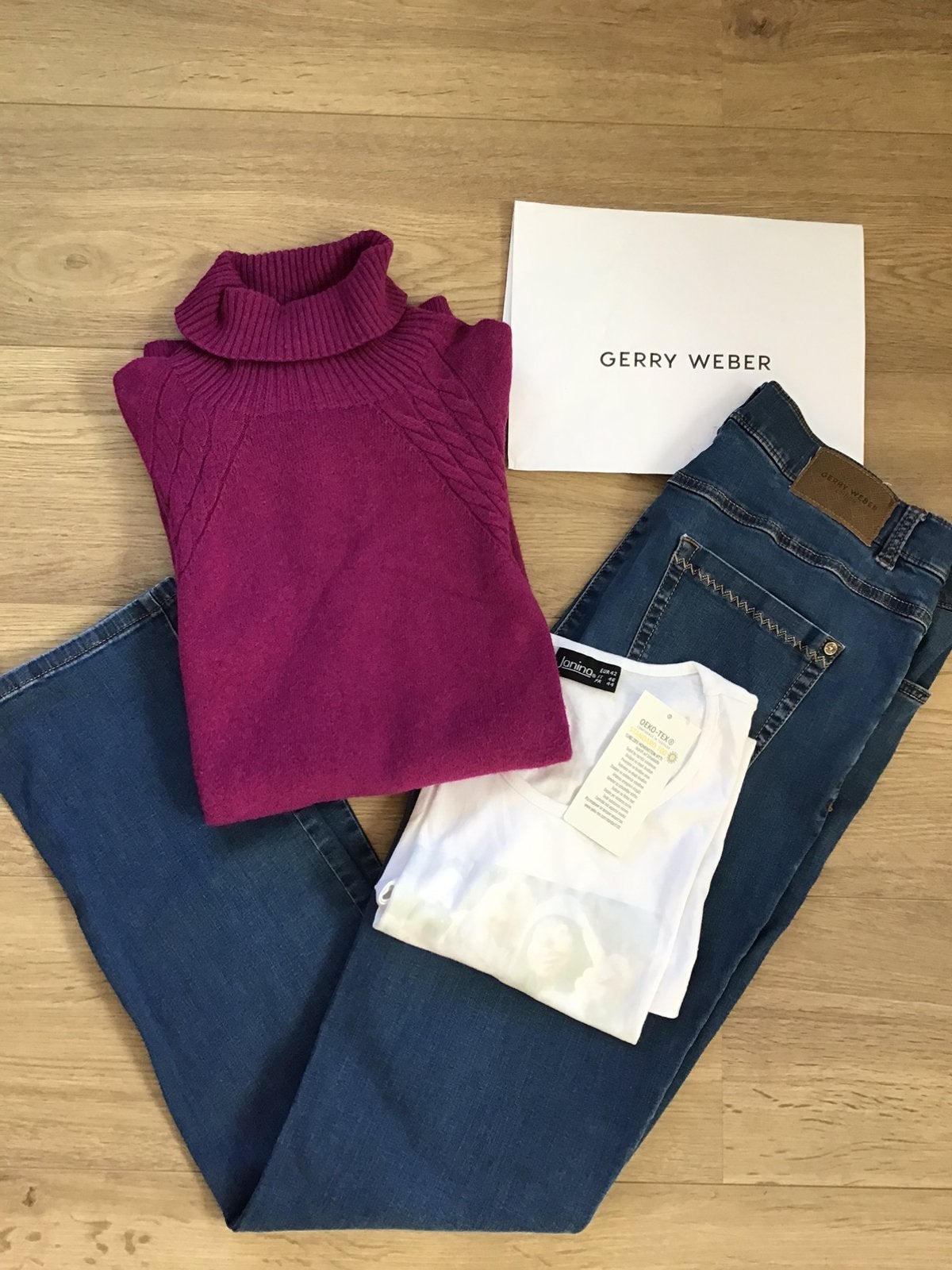GERRY WEBER!Jeans 42/44&LEONA!Coltrui &JANINA!OnderTop.Sámen, Ophalen of Verzenden, Zo goed als nieuw, Maat 42/44 (L)