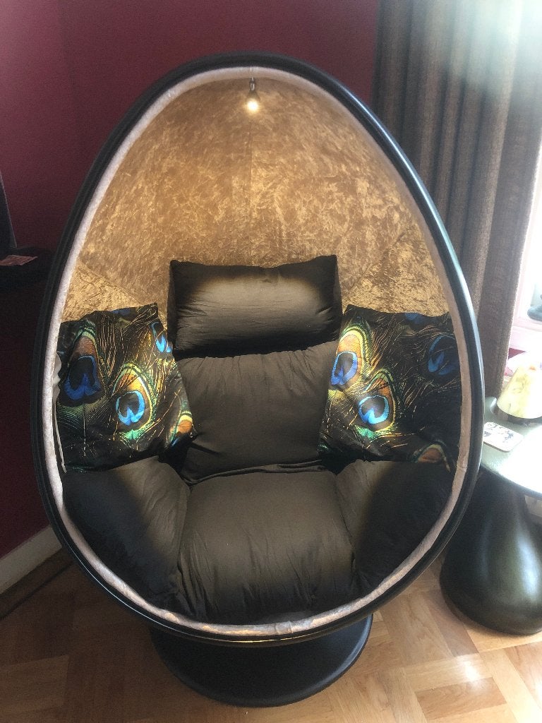 Egg Chair geheel uniek refurnished incl. led verlichting, Ophalen, Retro en Space age, Zwart, Kunststof