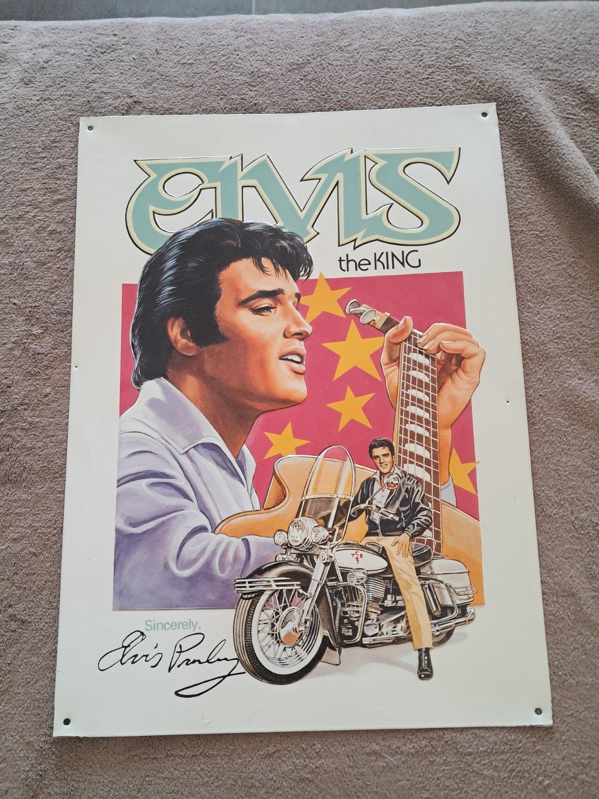 Elvis presley 1995 trade mark metale bord, Ophalen of Verzenden, Zo goed als nieuw, Poster, Artwork of Schilderij