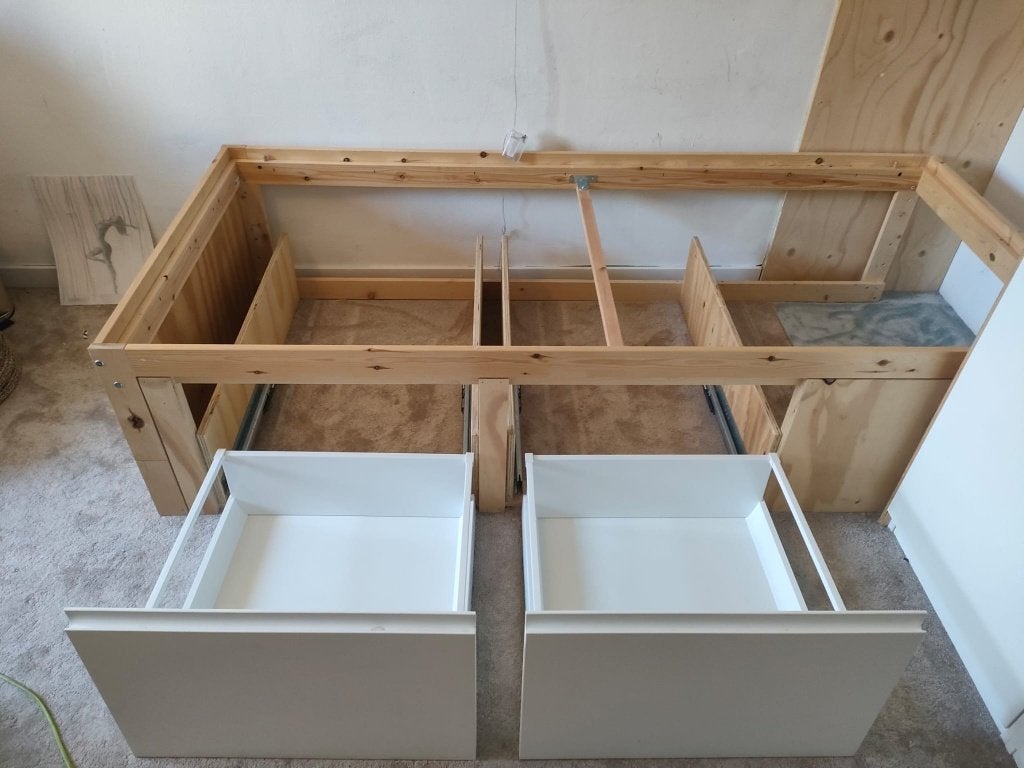 Houten bed 200 bij 90, 85 tot 100 cm, Zo goed als nieuw, 180 cm of meer, Ophalen