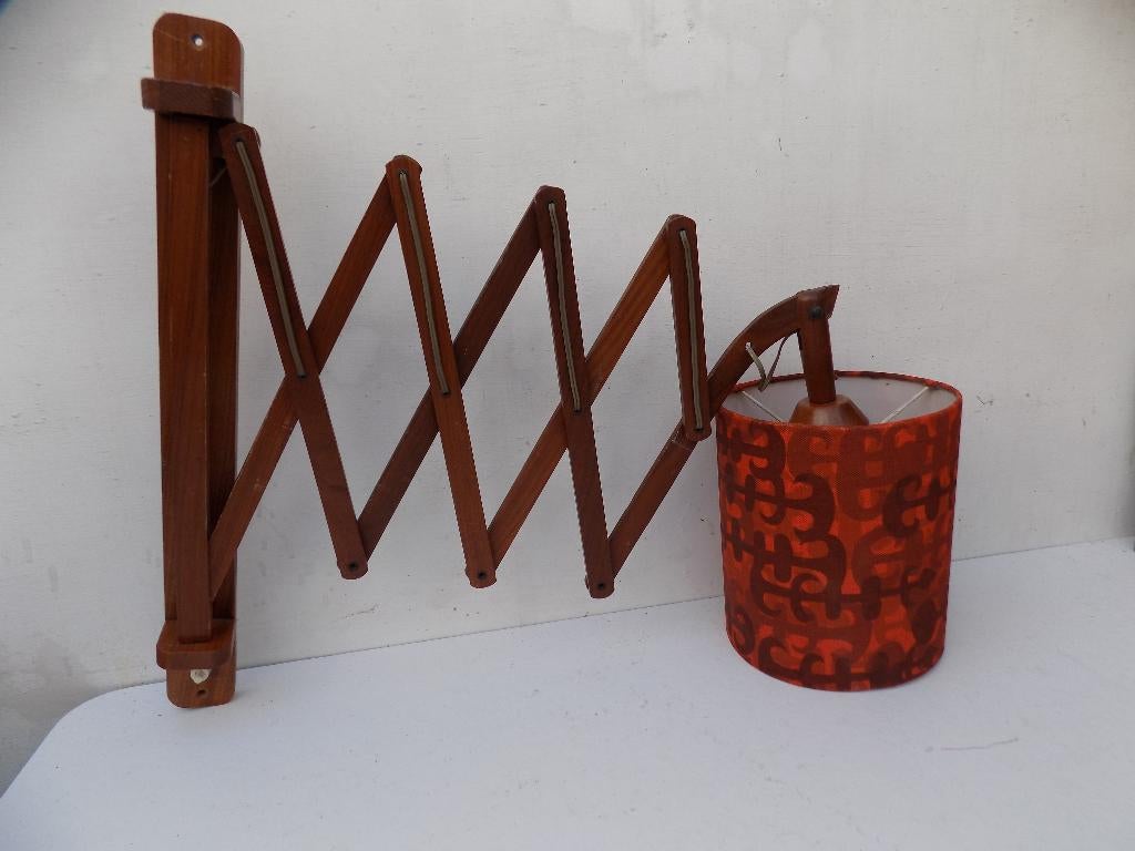 Schaarlamp hout vintage retro jaren 60 70, Ophalen of Verzenden