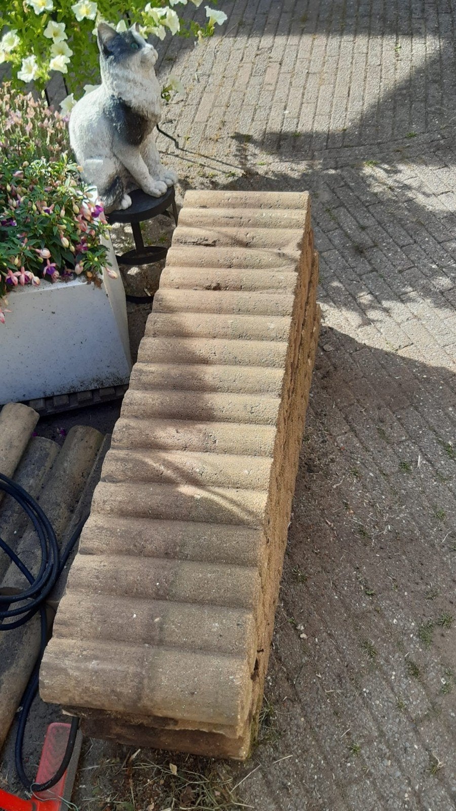 pallisaderand pallisadeborder 5x voor tuin of oprit, Ophalen, Overige materialen, Gebruikt, Geel
