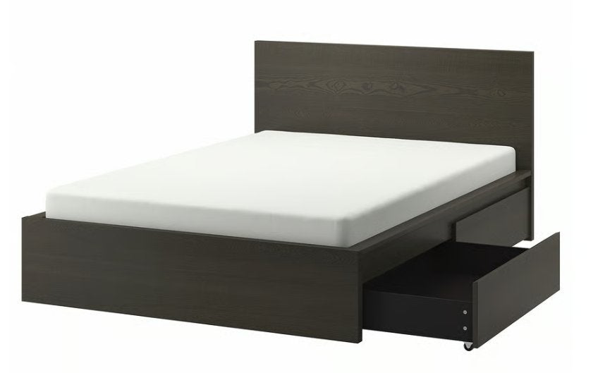 GRATIS IKEA MALM bed in goede staat 200x180, Ophalen, IKEA Malm, Gebruikt, Zwart