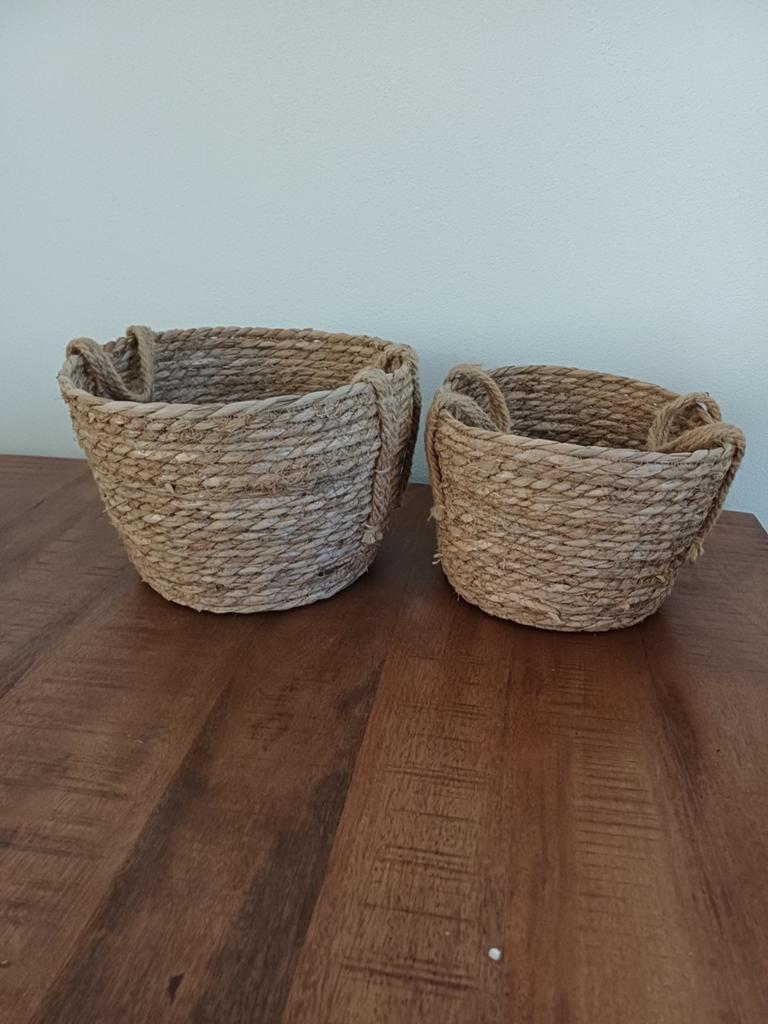 Rieten mandjes / bloempotten, Ophalen of Verzenden, Rond