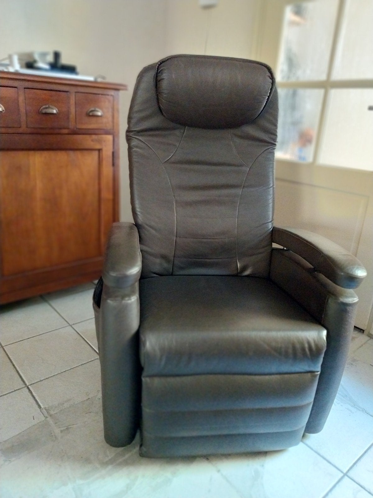 FitFORM Relaxfauteuil - Comfortabel en Ergonomisch, Ophalen, Gebruikt, Bruin, Leer