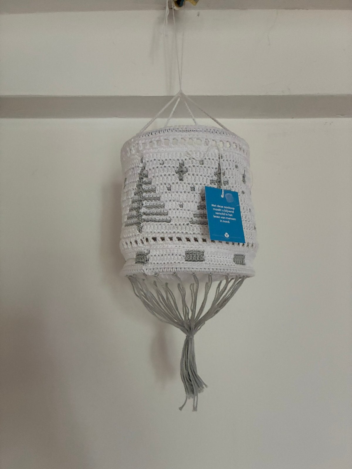 Lampenkap of mandje gehaakt, Hanglamp, Wit, Nieuw, Ophalen of Verzenden