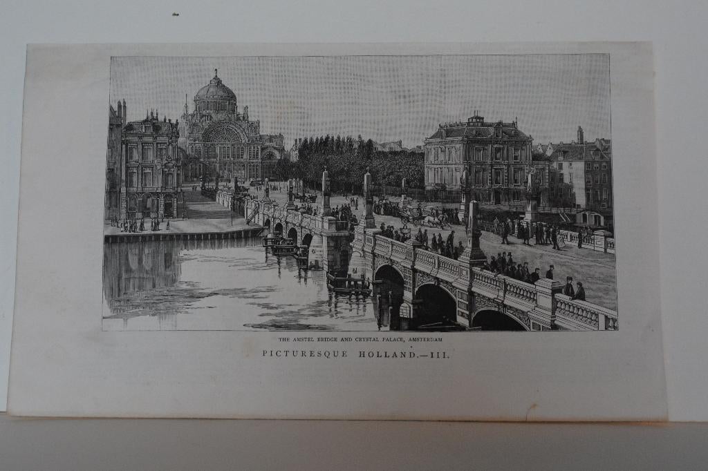 AMSTERDAM PALEIS VOOR VOLKSVLIJT Gravure FREDERIKSPLEIN GI9, Antiek en Kunst, Kunst | Etsen en Gravures, 1800 - 1899, Verzenden