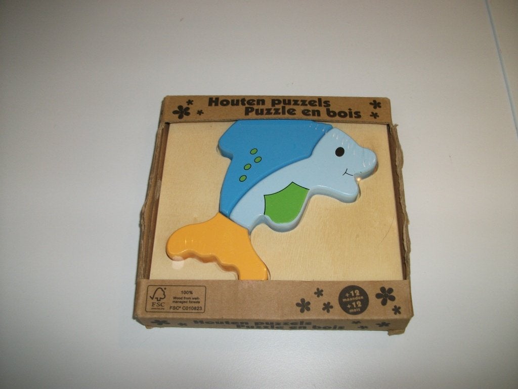 Houten puzzel Dolfijn 3 delig (nieuw), Ophalen of Verzenden, Nieuw