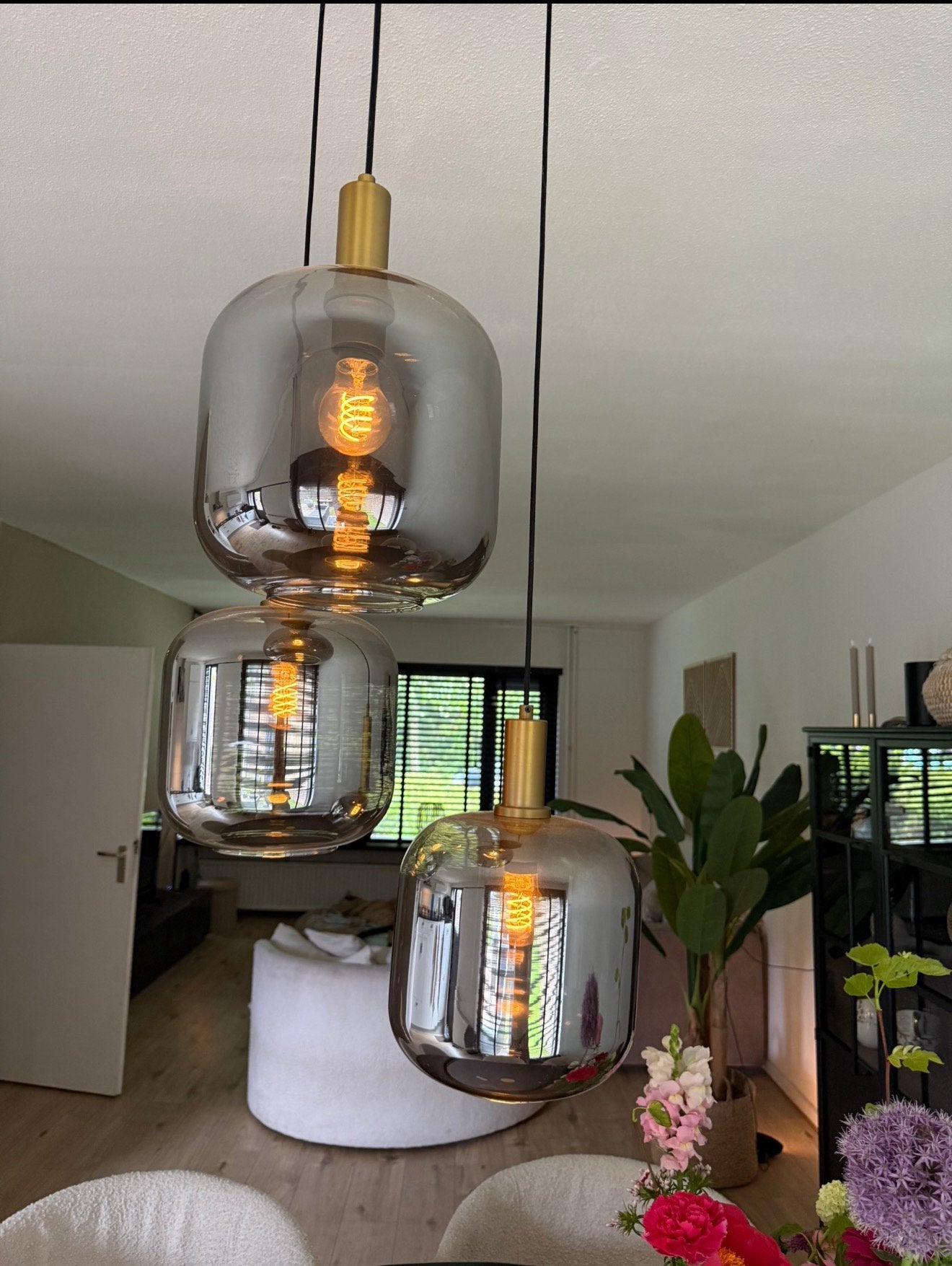 Smokey glas hanglamp, Ophalen, E27 (groot), Modern, stijlvol, Glas