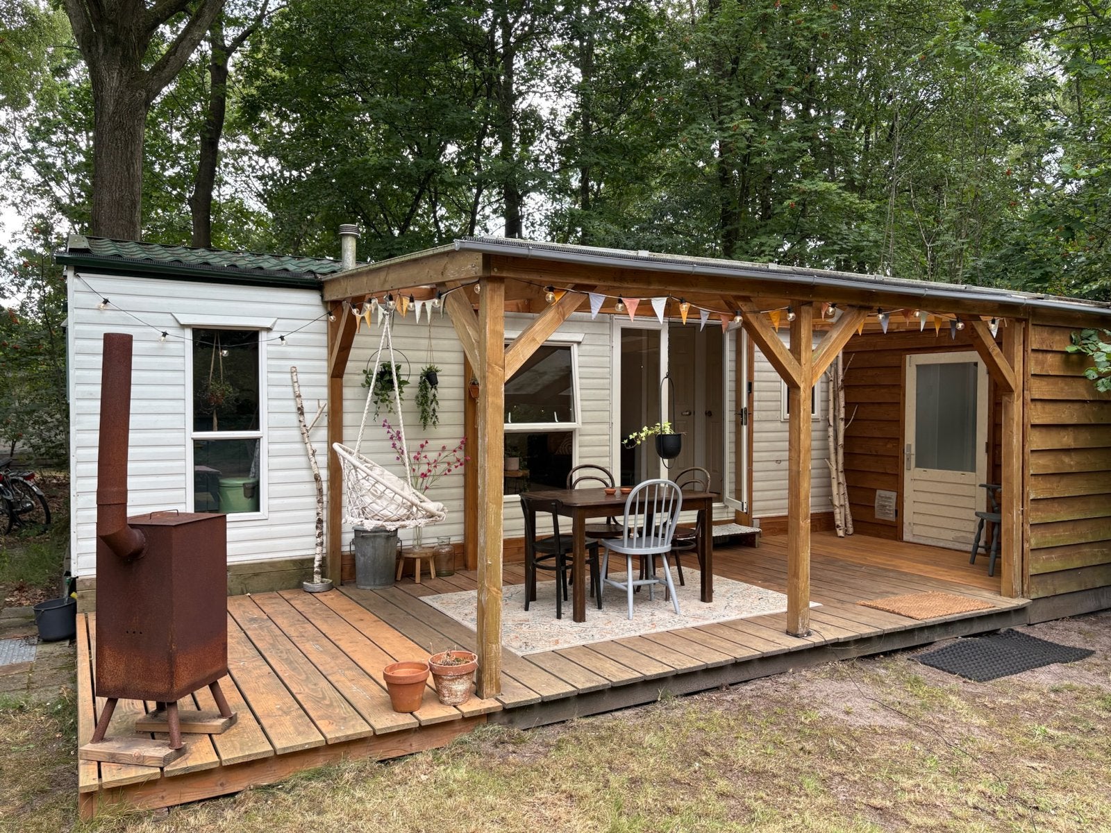 Douglas Veranda met Geïntegreerde Schuur (3 x 8,6m), Ophalen, Gebruikt, Veranda