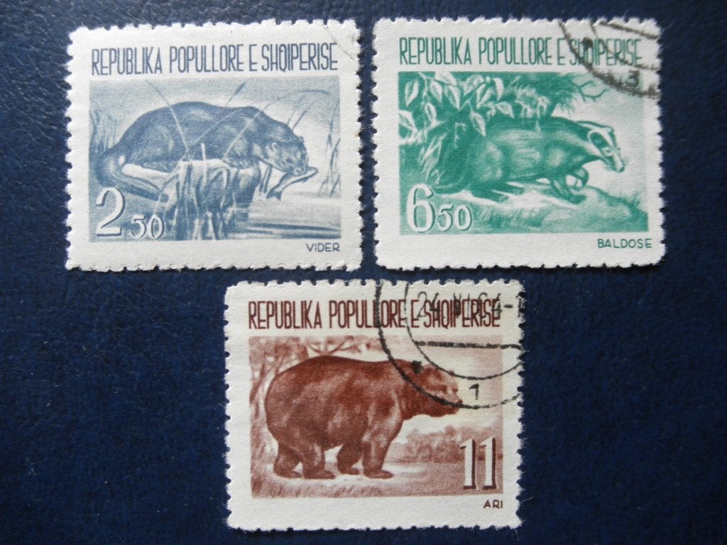 Postzegels Albanië 1961 dieren otter das beren - cw. 11,00., Ophalen of Verzenden, Overige landen, Gestempeld