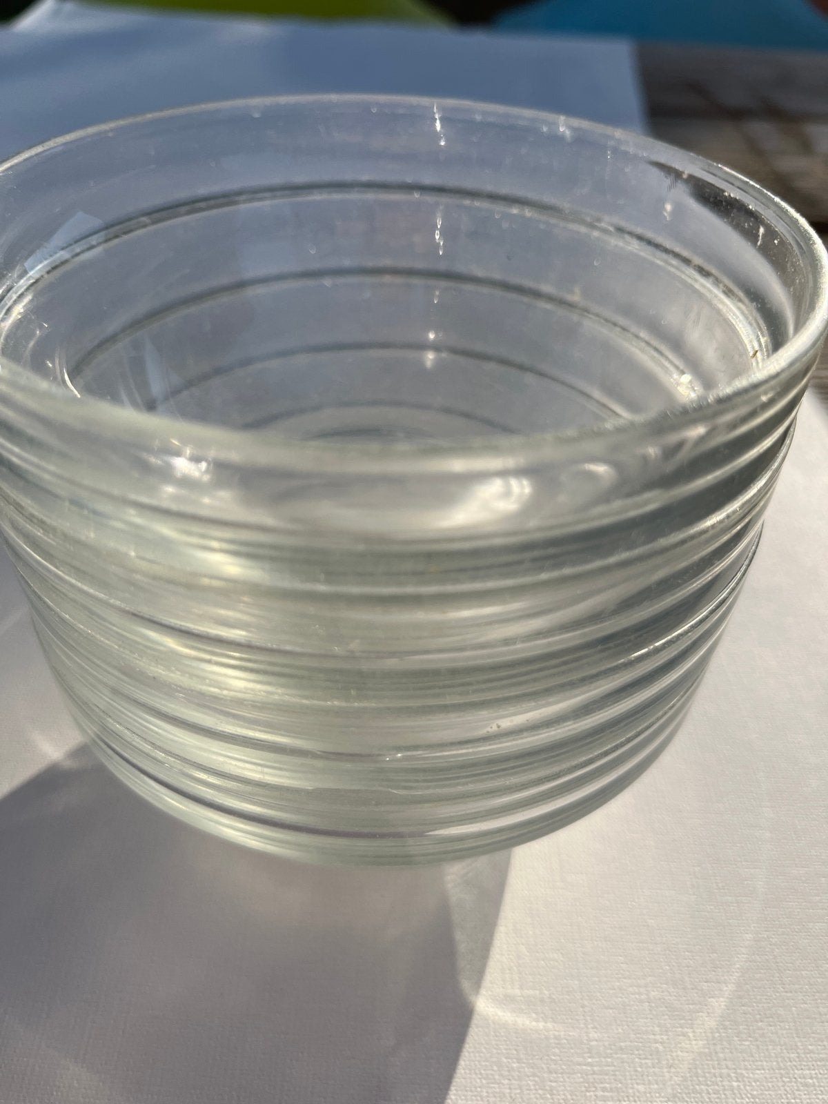 Set van 4 glazen bakjes, Gebruikt, Schaal, Vaatwasserbestendig, Rond