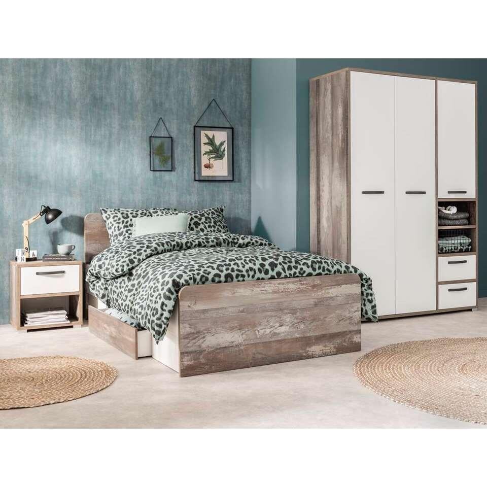 Bed 120x200 en bureau steigerhoutlook, Huis en Inrichting, Ophalen, Wit, Zo goed als nieuw, Twijfelaar