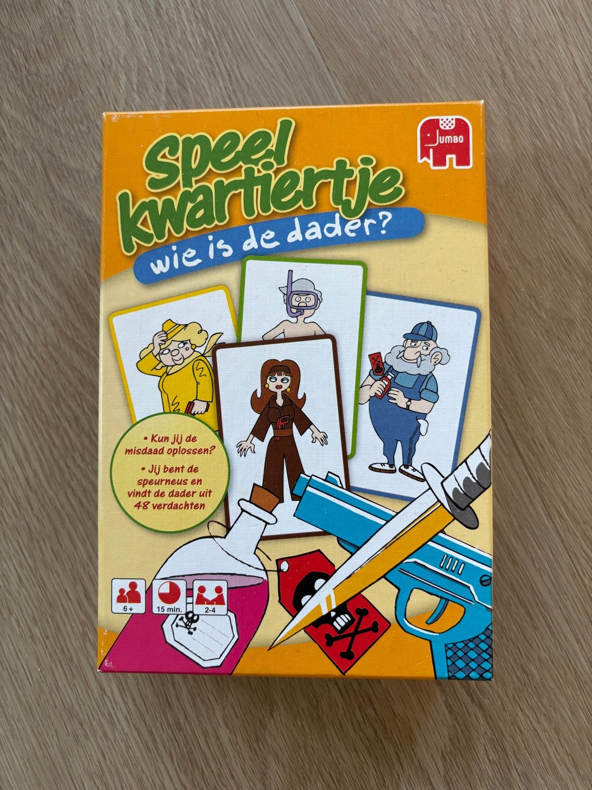 Speelkwartiertje: Wie is de dader? - Jumbo kaartspel, Hobby en Vrije tijd, Drie of vier spelers, Ophalen of Verzenden, Gebruikt