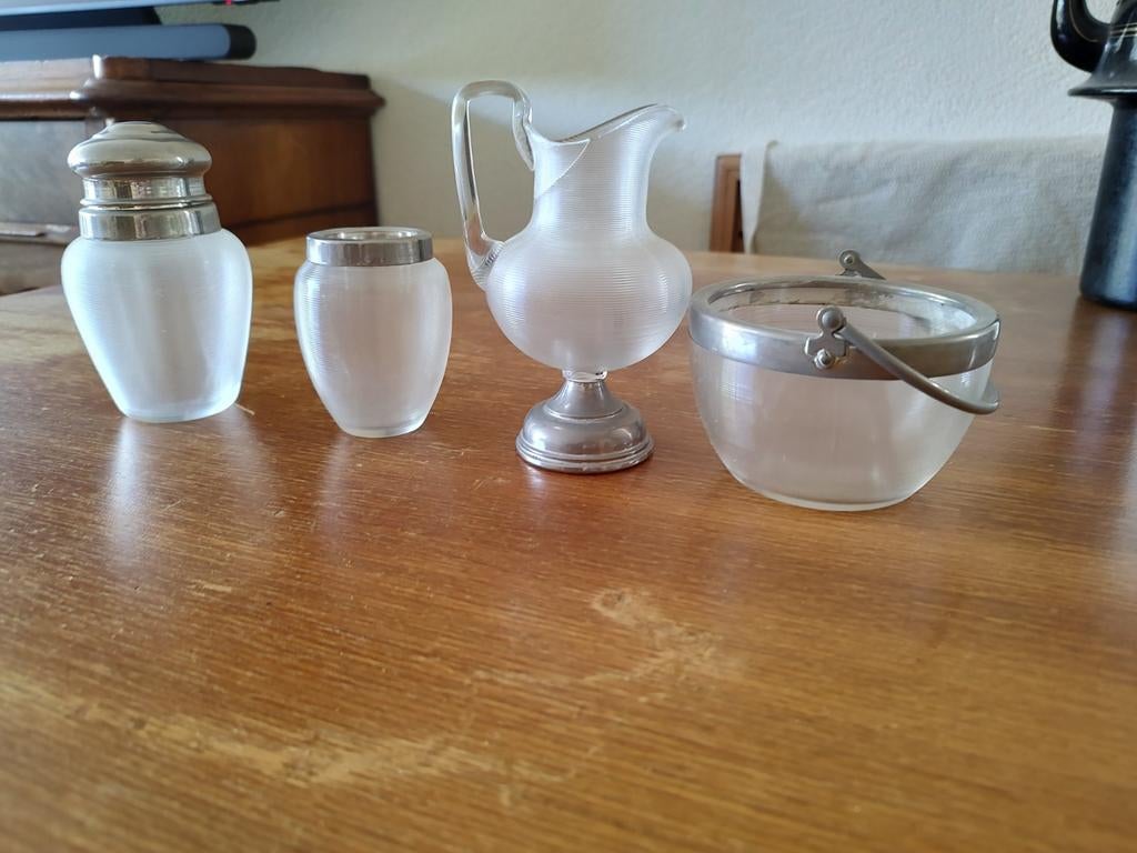 Antiek Fries Draadglas/Ribglas Setje (4-delig), Ophalen
