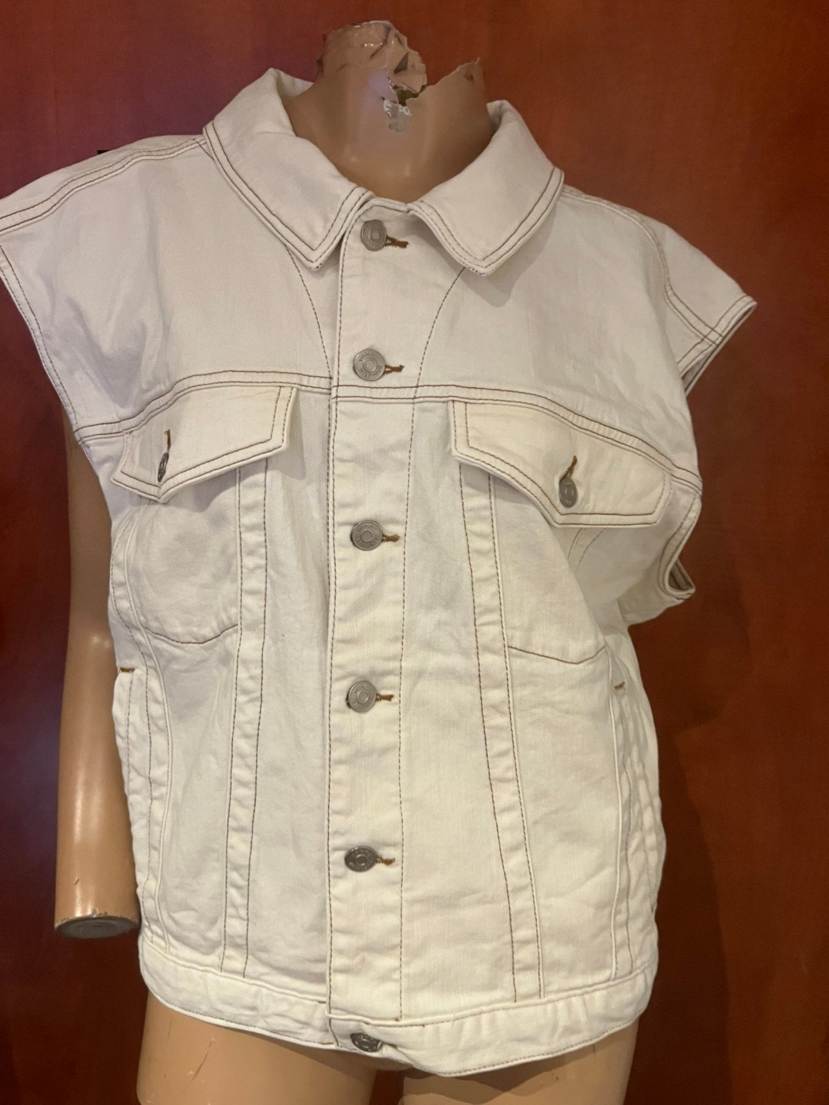 Tommy Hilfiger jeans bodywarmer maat S oversized, Kleding | Dames, Bodywarmers, Ophalen of Verzenden, Zo goed als nieuw, Maat 36 (S)