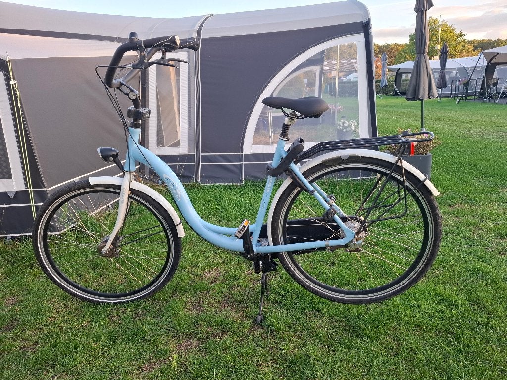 Moederfiets 28 inch - Baby Blauw - Lage instap, Fietsen en Brommers, Gebruikt, 0 zitjes, Dubbele standaard, Ophalen