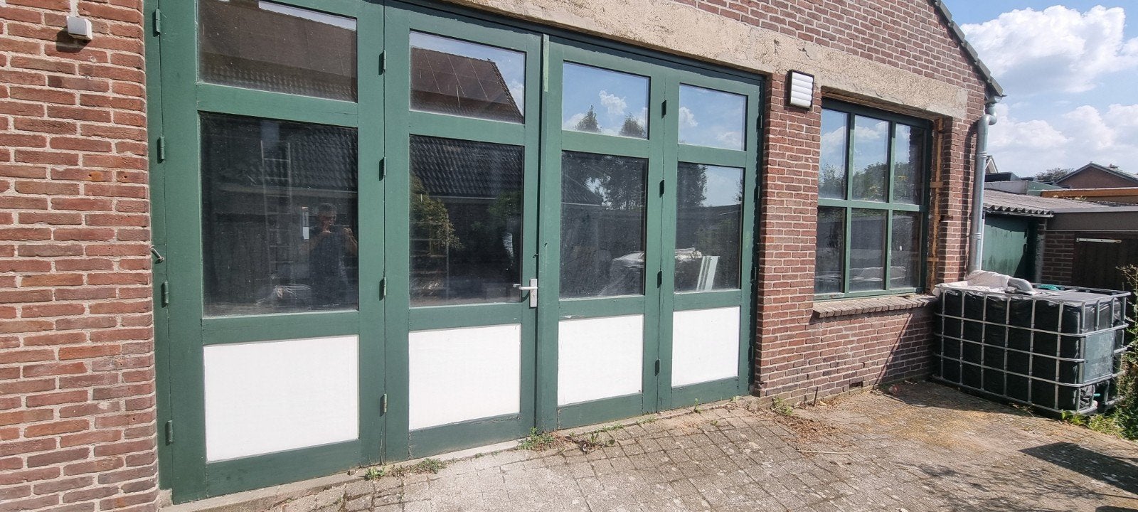 4-delige uitklapdeur (4x3m) met gebarsten raam, Ophalen, Gebruikt, Buitendeur, Glas