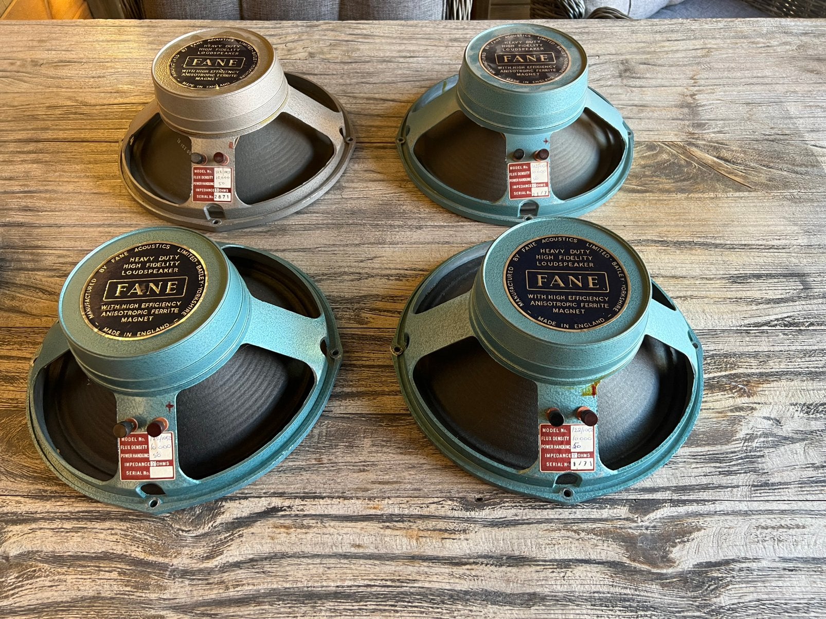 4x Vintage Fane 122/10GD 12” Speakers Pulsonic Cones – 8Ω, Ophalen of Verzenden, Zo goed als nieuw