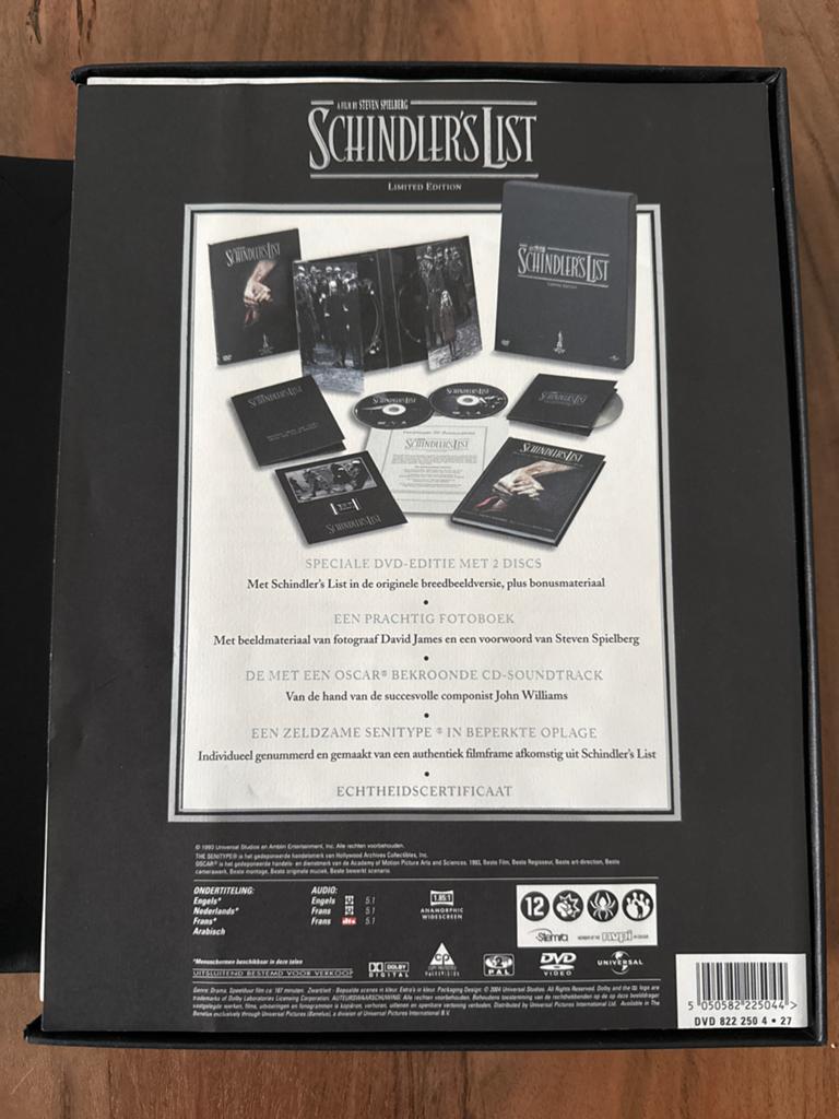 Schindler's List Limited Edition DVD Boxset (Gebruikt), Cd's en Dvd's, Dvd's | Drama, Waargebeurd drama, Boxset, Ophalen of Verzenden