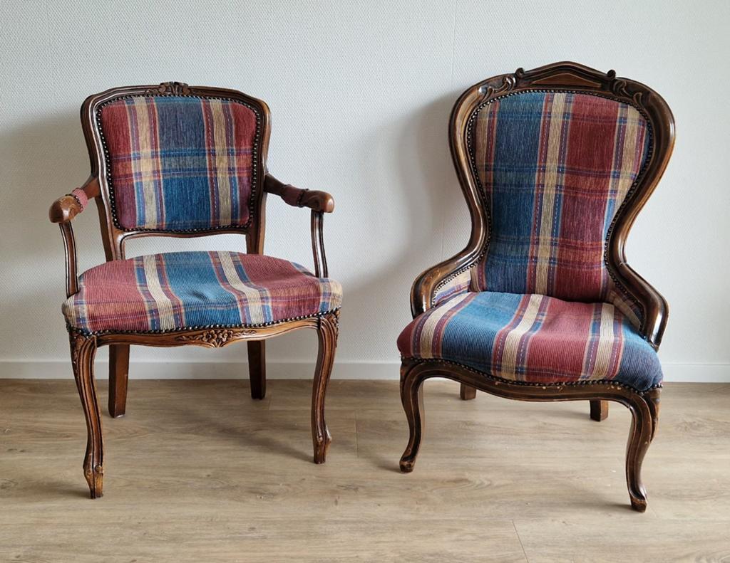 Originele Antieke Biedermeier stoeltjes Louis XV + Voltaire, Ophalen of Verzenden
