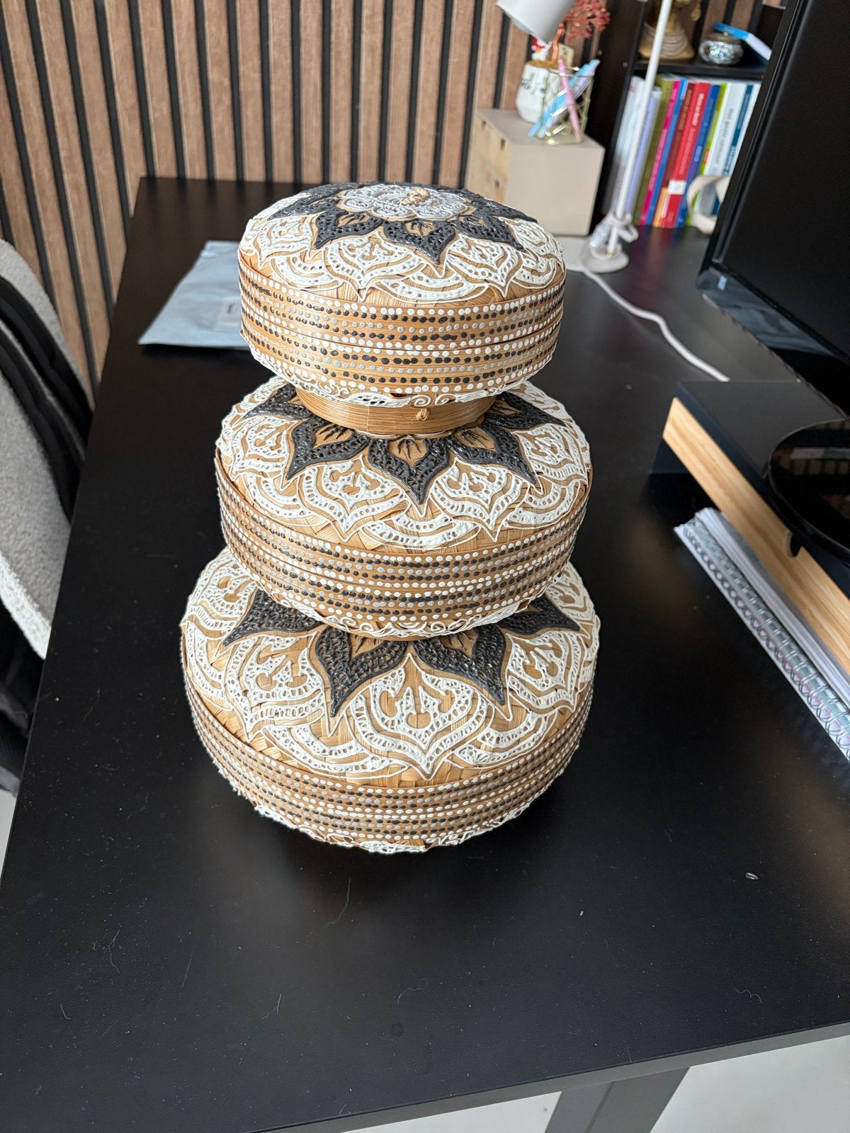 Decoratieve Manden uit Bali - Set van 3, Huis en Inrichting, Woonaccessoires | Schalen en Manden, Mand, Rond, Ophalen of Verzenden